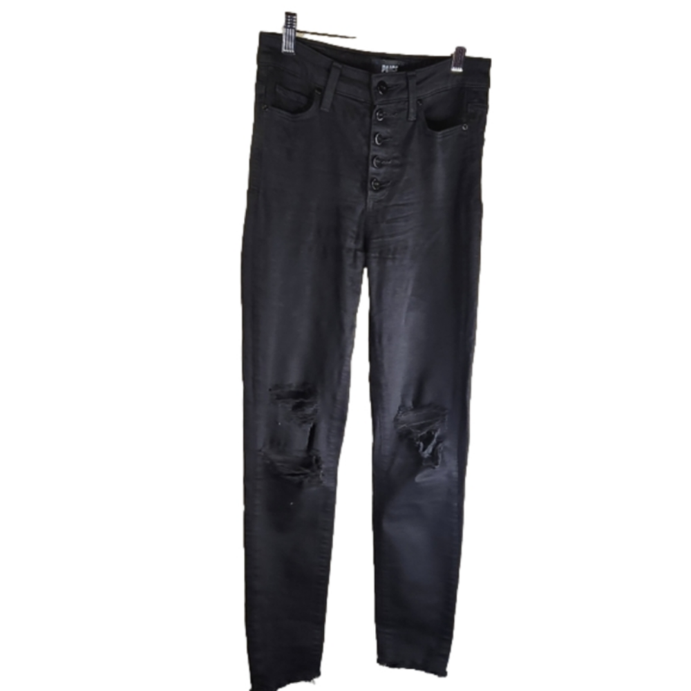 Paige Black Skinny Distressed Jeans Size 25